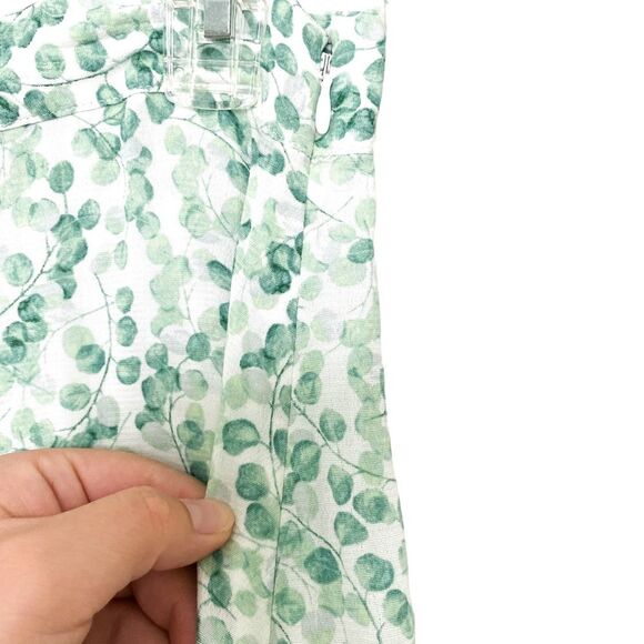 H&M White Green Eucalyptus Plant Print Ciottagecore Midi Split Skirt Size 6 - Picture 7 of 7